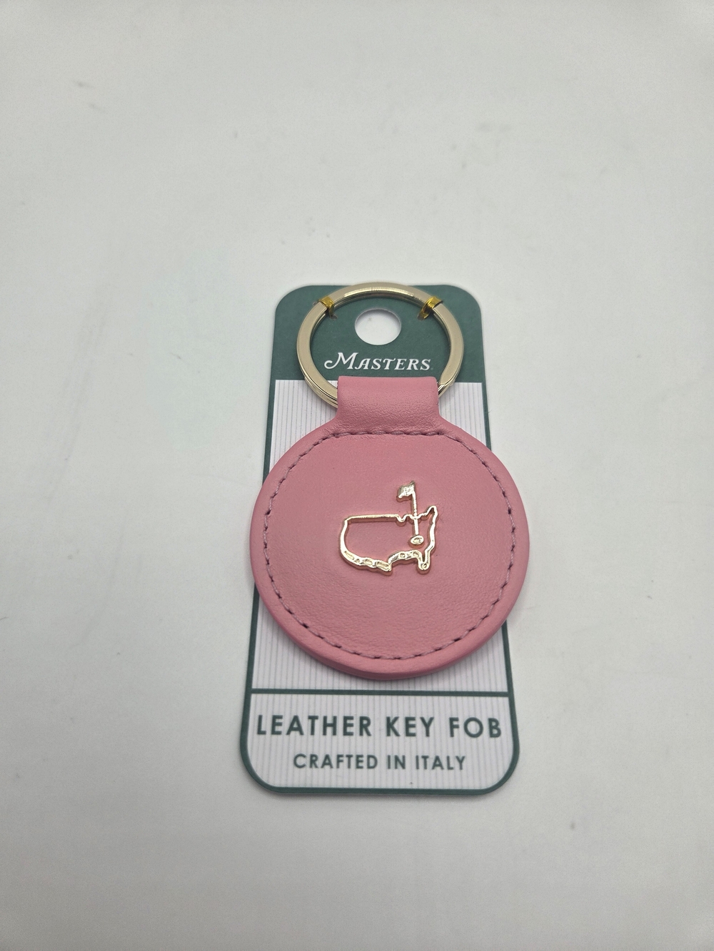 Masters Tournament Leather Italian Round Key Fob With Gold Masters Emblem